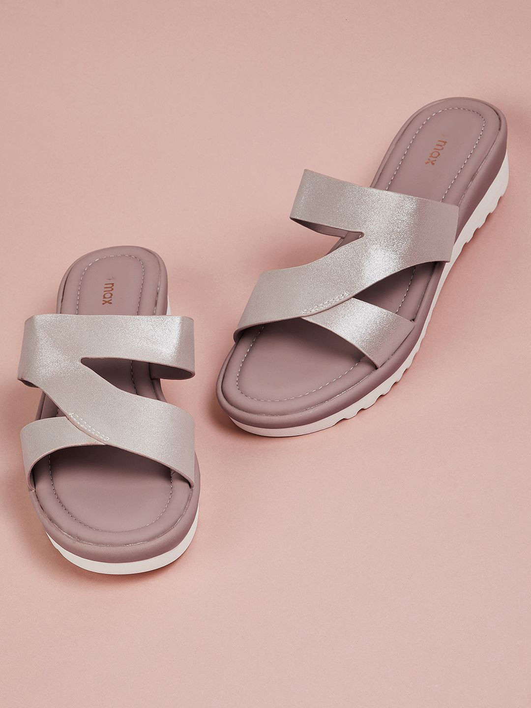 max Women Flatform Heels Metallic Sandals