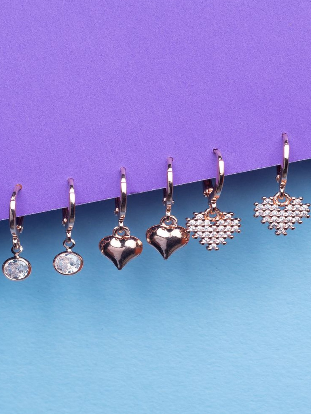 Jewelz Women Pack of 3 Heart Shaped Hoop Earrings