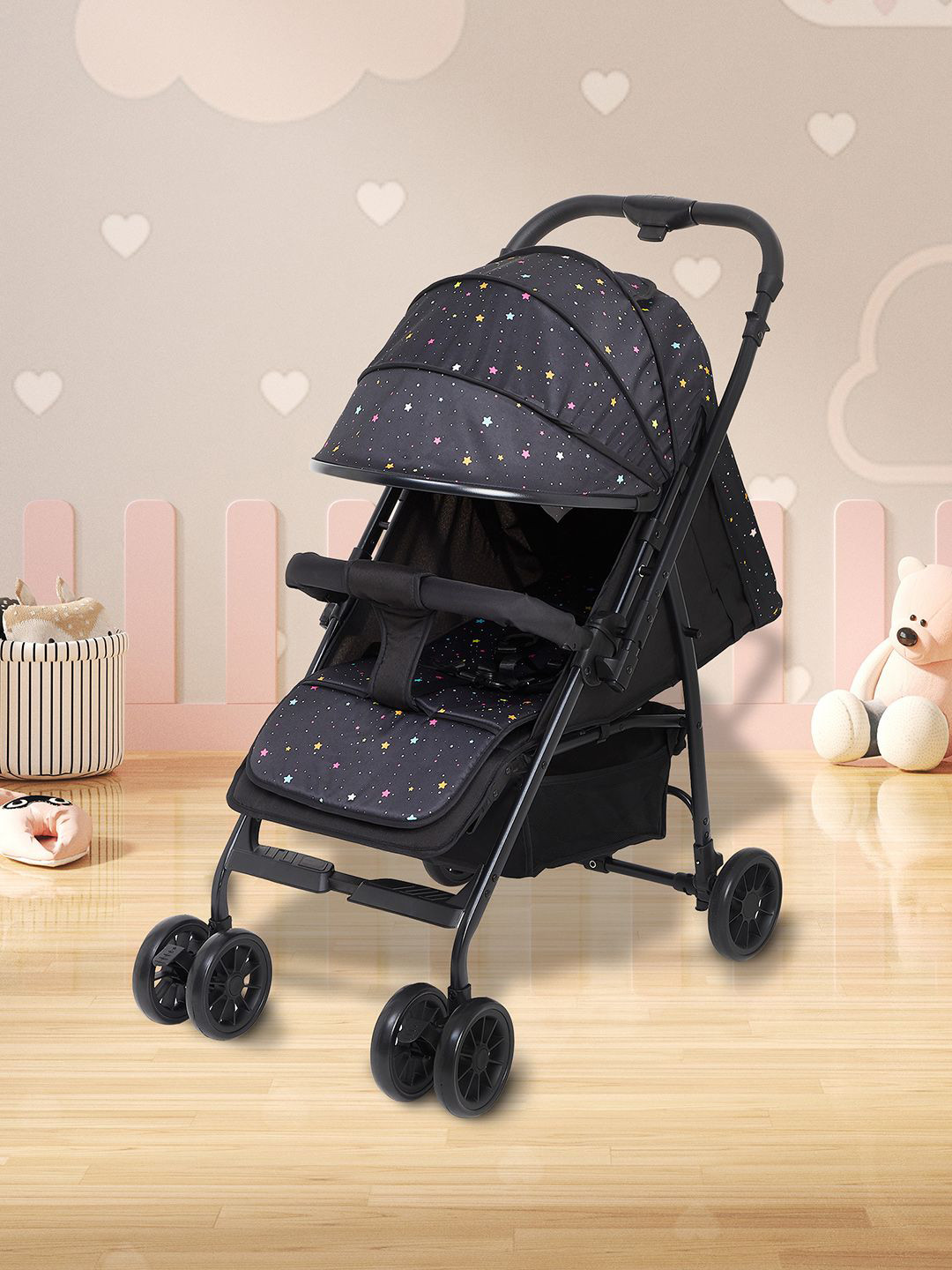 Juniors by Babyshop Kids Printed Bree Baby Stroller 5 Point Harness With Reversible Handle