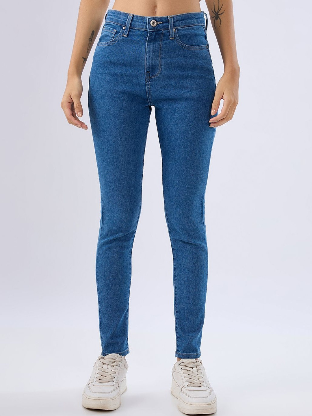 Spykar Light Blue Super Skinny Fit High Rise Jeans For Women