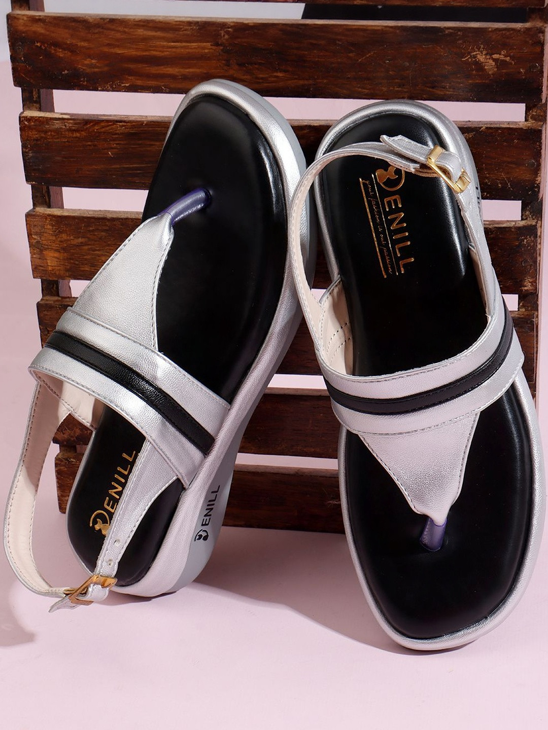Denill Women Buckle Closure Thong Heels