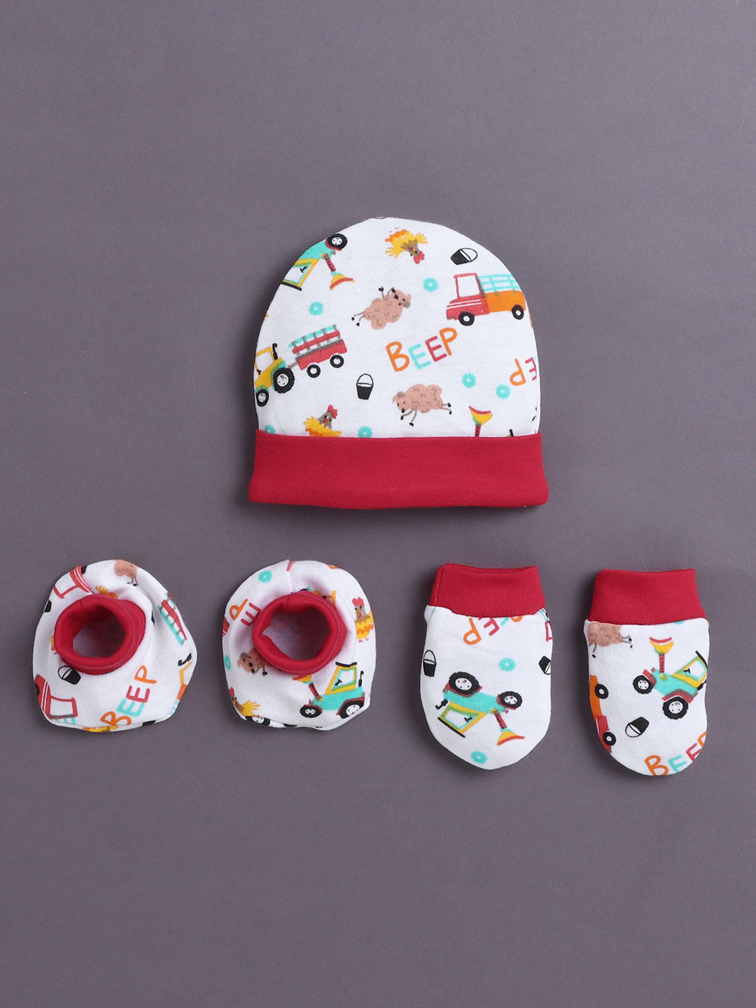 BUMZEE Boys Cotton Printed Cap & Bootie