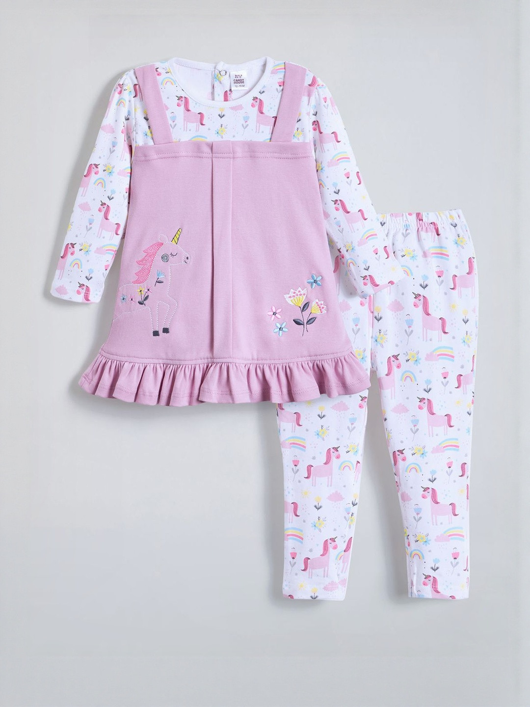 Hopscotch Girls Print Pinafore Dress Set