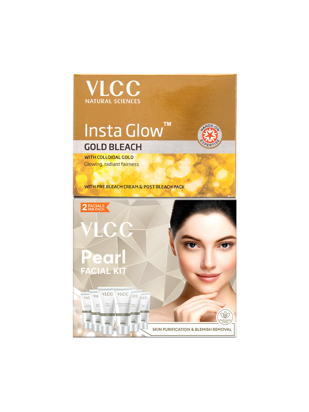 VLCC Set of Pearl Facial Kit - 60 g & Insta Glow Gold Bleach - 30 g