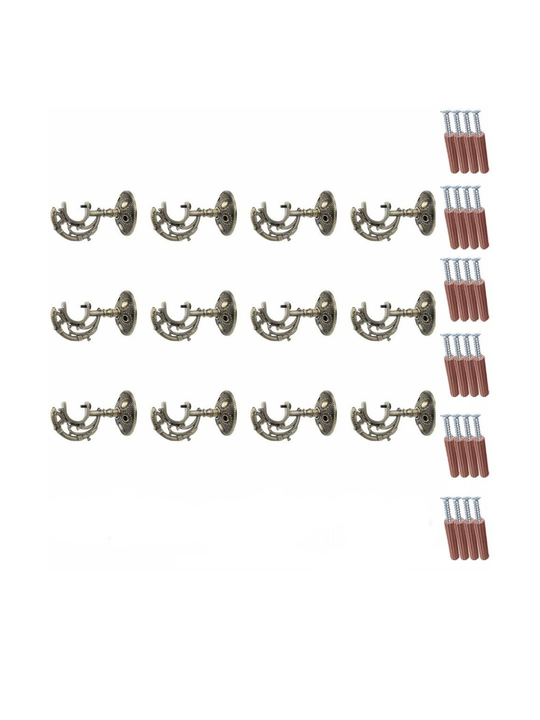 GLOXY Pack Of 12 Aluminum Antique Stainless Steel Curtain Bracket Holder with 1 Inch Rod