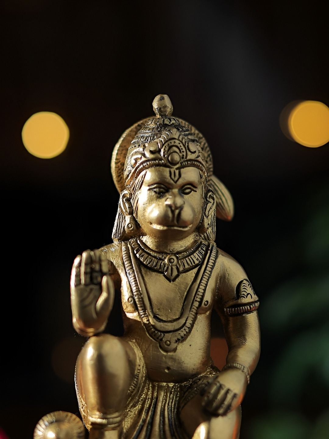 Revive Home Yellow Textured Sankat Mochan Hanuman Showpiece