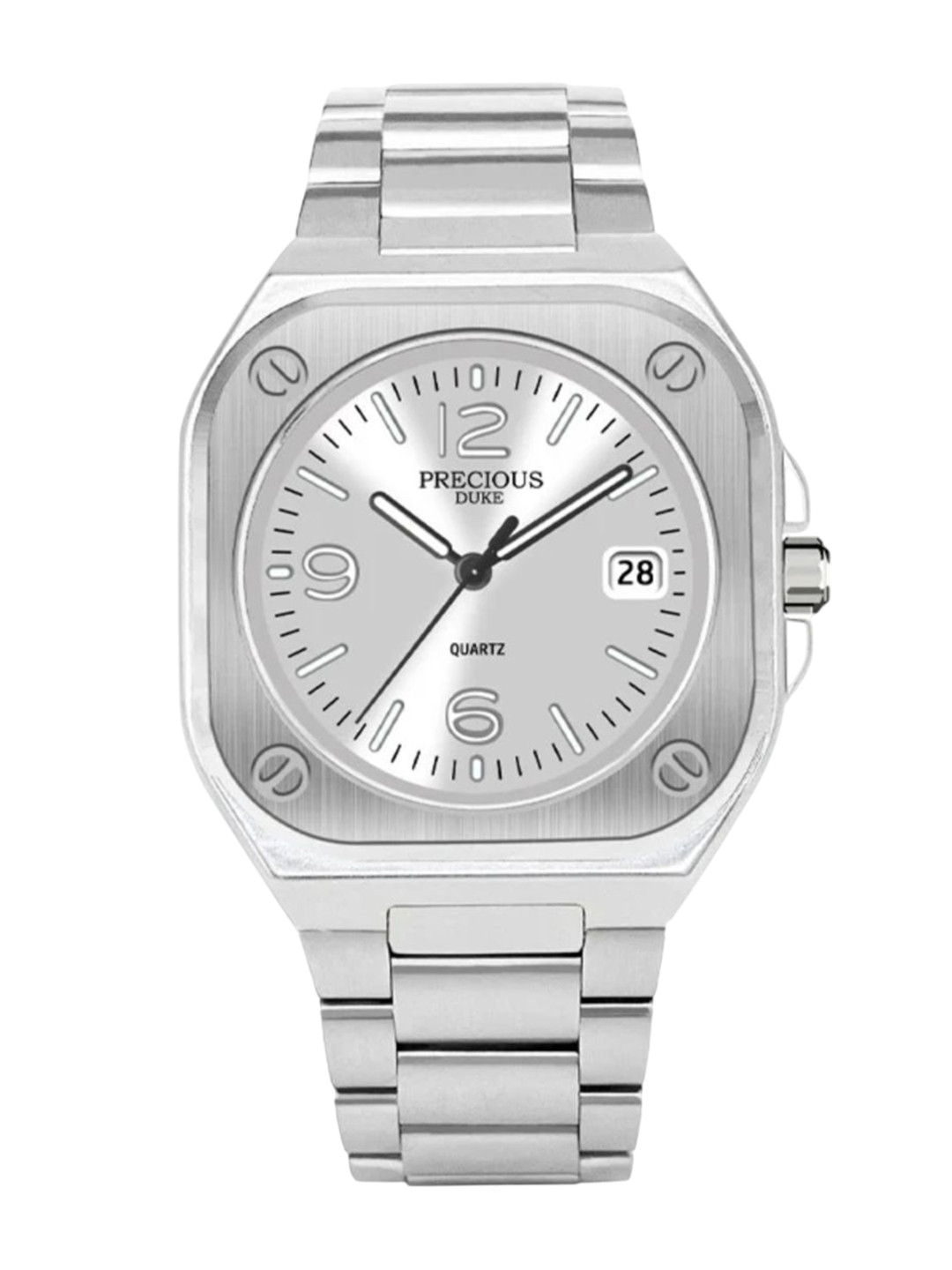 Precious Duke Men Square Dial & Stainless Steel Straps Analogue Watch PD28064-754170728618