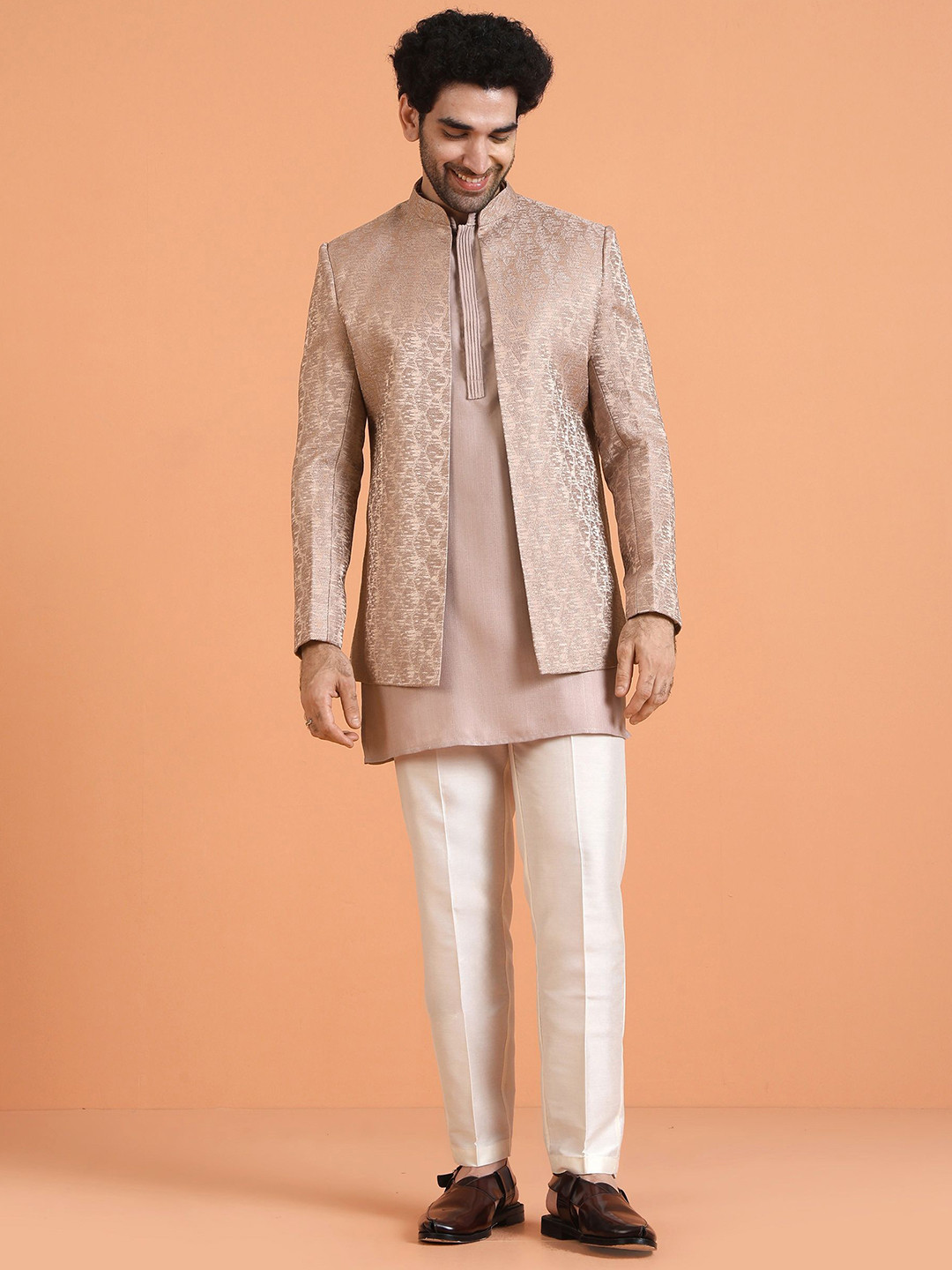 KISAH Mousse Abstract Mid Kurta Indowestern Sherwani Trouser Set
