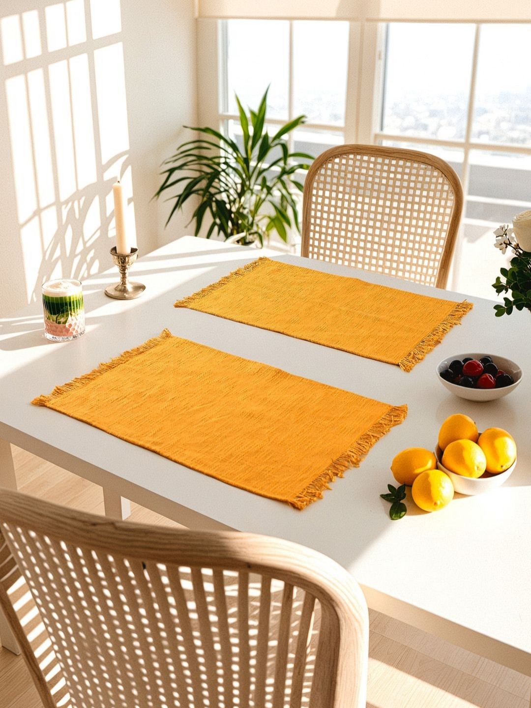 House This Amodini 2 Pieces Yellow Pure Cotton Table Placemats
