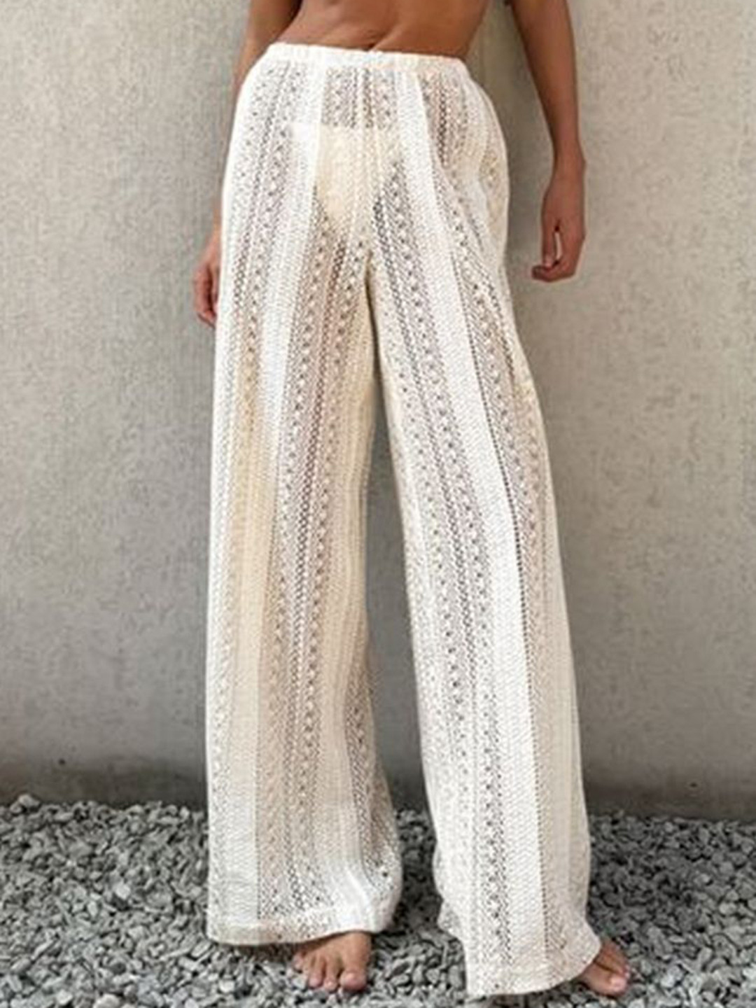 LULU & SKY Women Self Design Wide Leg Pants Swimwear Cover Up Bottom