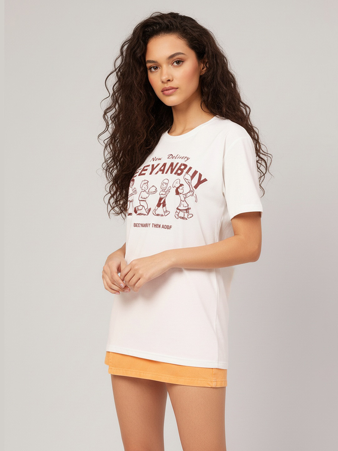 DressBerry Urban Comfort Quirky Cartoon Printed Relaxed Fit Tee