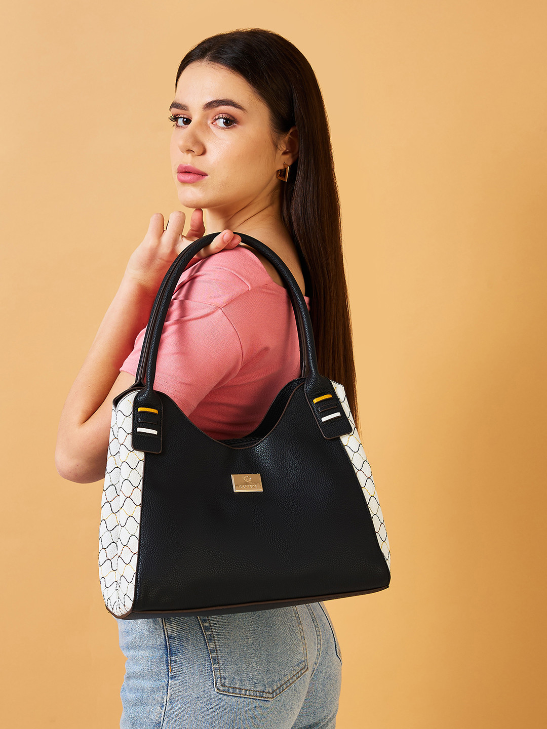 DressBerry X CAPRESE Shane Women Black Medium Hobo Bag