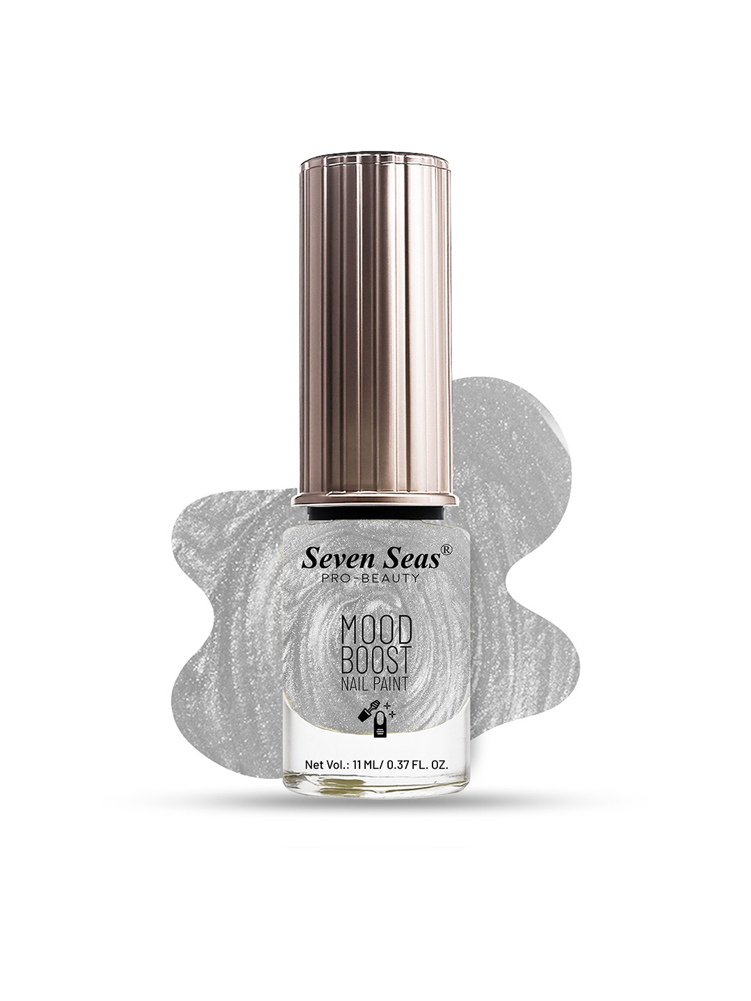 Seven Seas Mood Boost Long Lasting & Chip Resistant Nail Paint -11 ml -Moon Dust Silver 43