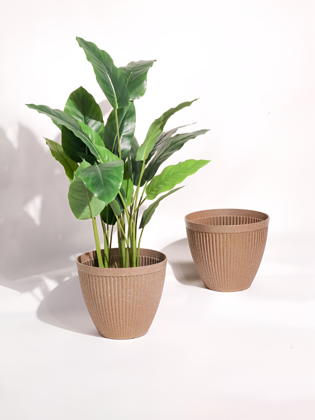 Art Street 2 Pieces Brown Flecked Printed Planters