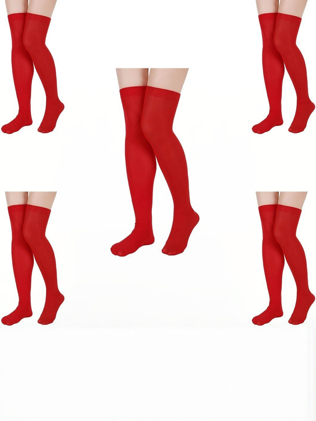 MUKHAKSH Women Pack of 5 Cotton Stocking Thigh High Socks