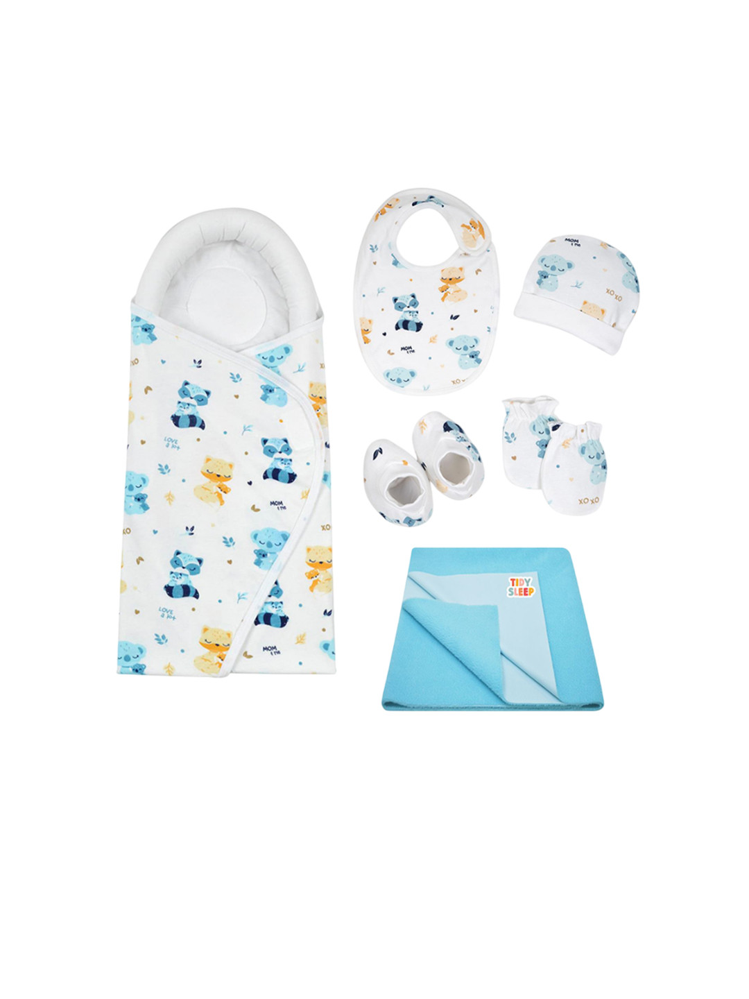 TIDY SLEEP Infants Kids 6 Pieces Essentials Pure Cotton Baby Apparel Gift Set