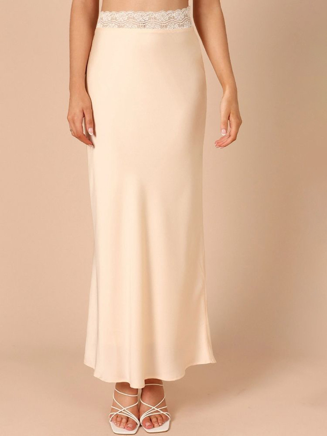 LULU & SKY Women High-Rise A-Line Lace-Trim Maxi Skirt