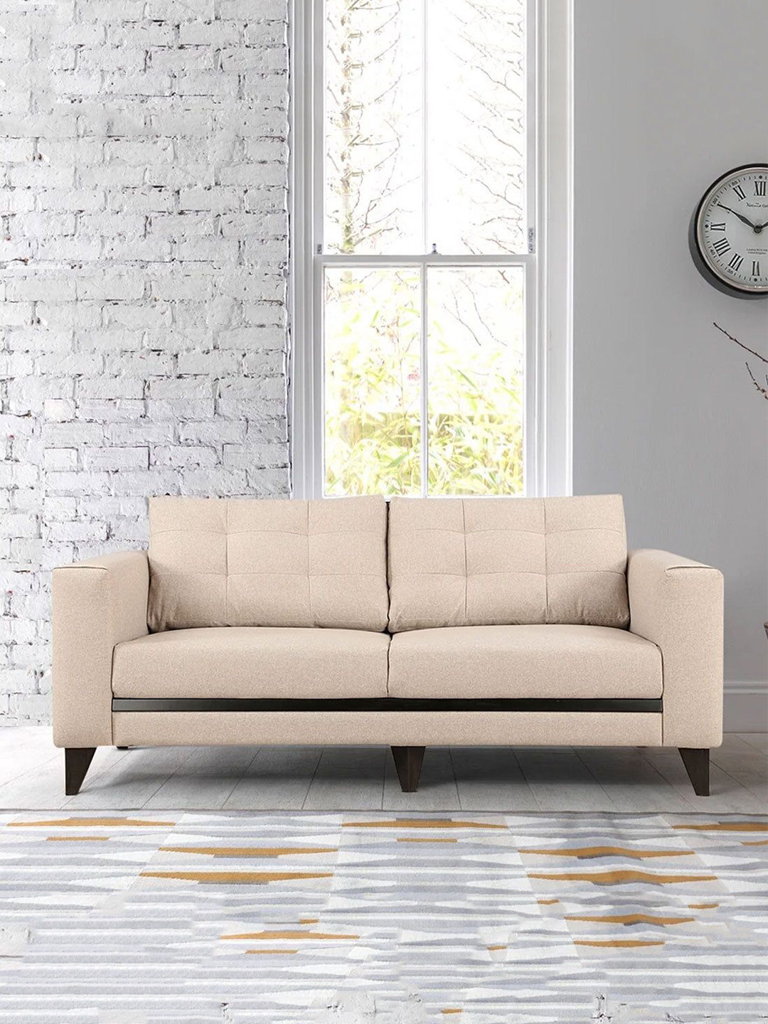 HomeTown Garcia Beige 3 Seater Sofa