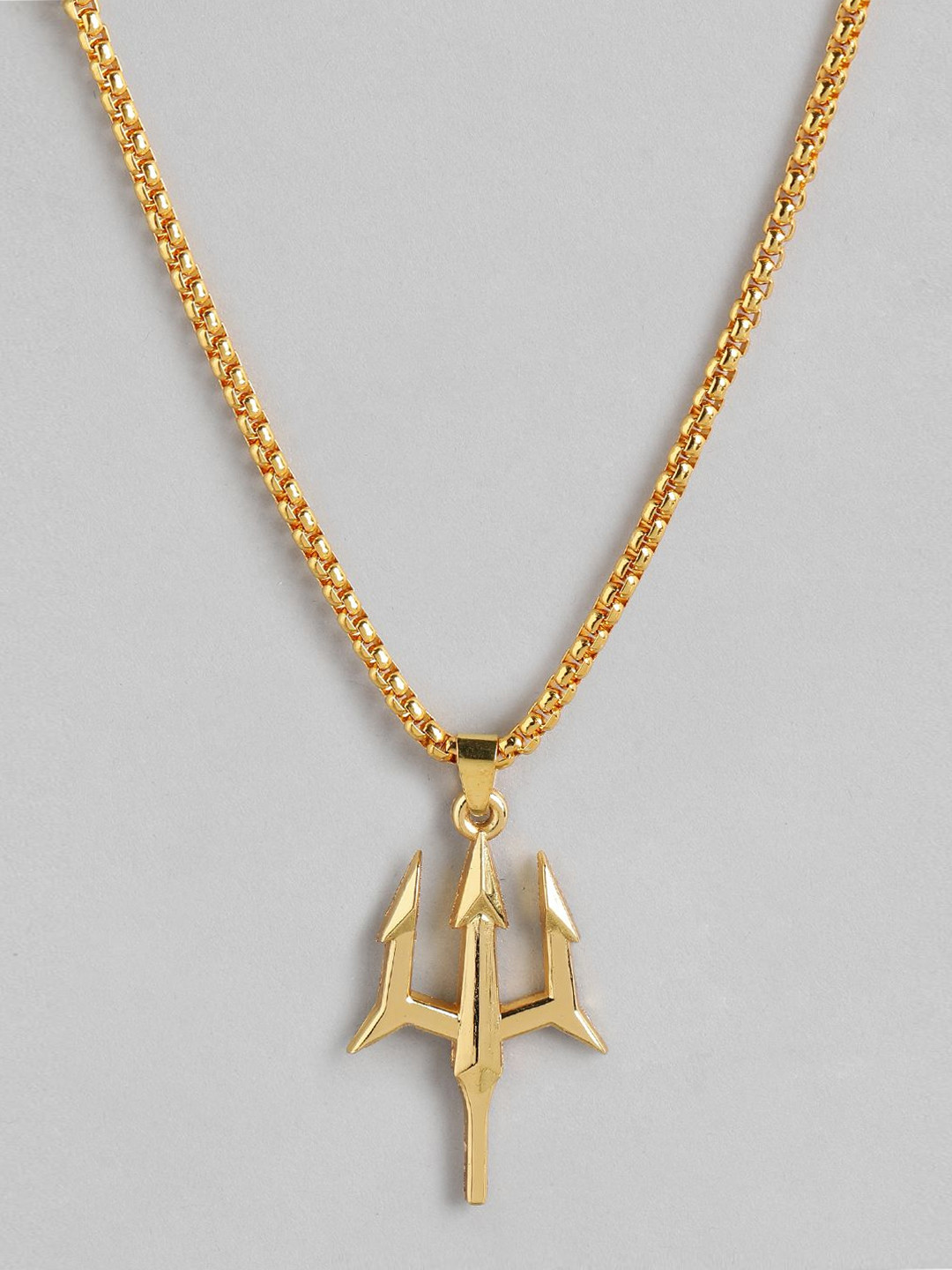 PARIS HAMILTON Gold-Plated Trident Anime Dragon Tooth Pendant with Chain