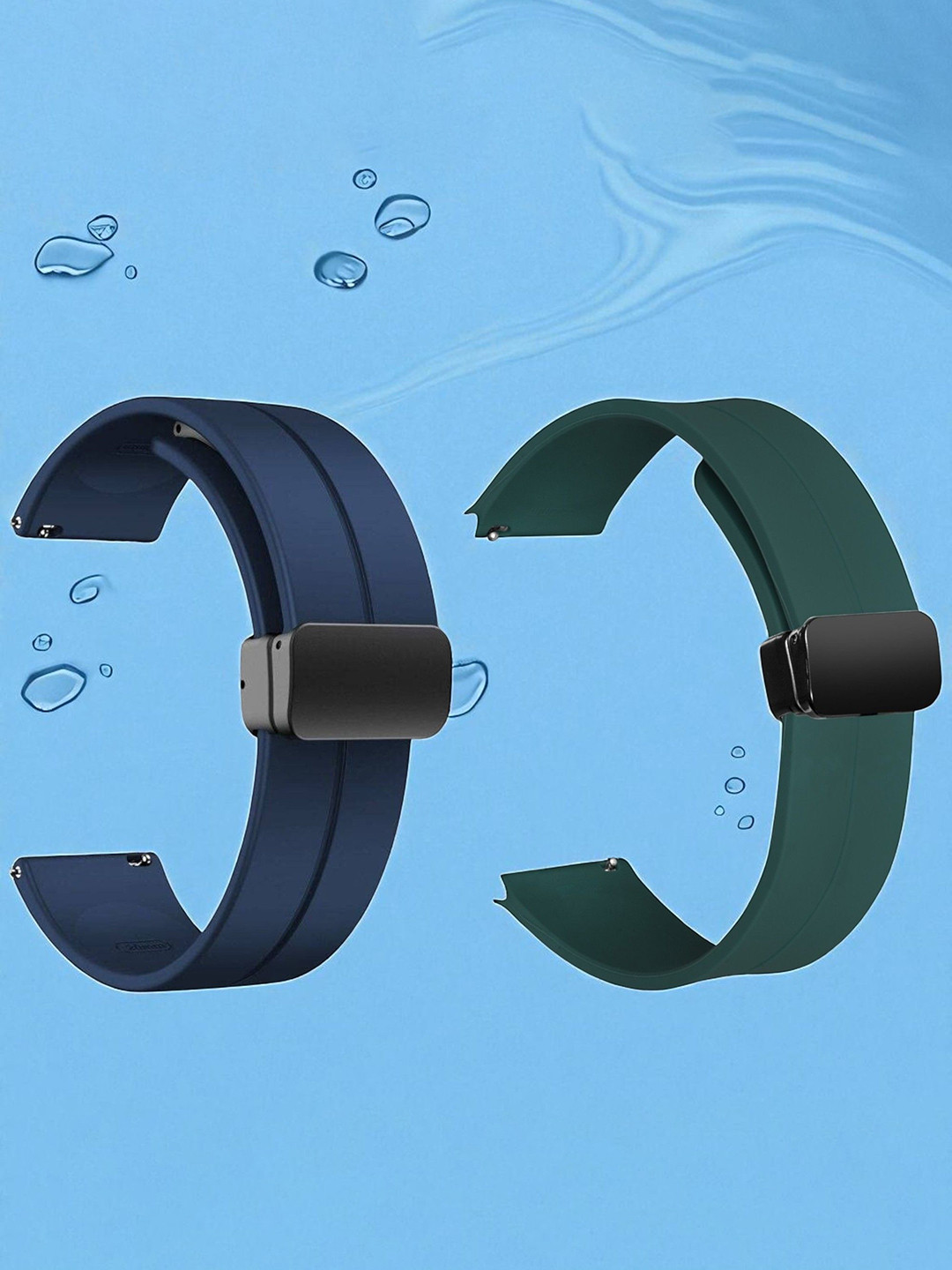 LORENZ Set Of 2 Waterproof Watch Straps With Magnetic Lock