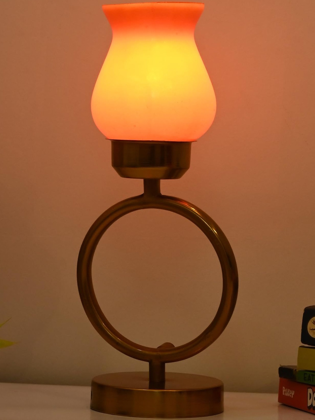 1ST TIME Yellow & Red Glass Cylinder Energy Efficient Electrical Table Lamp