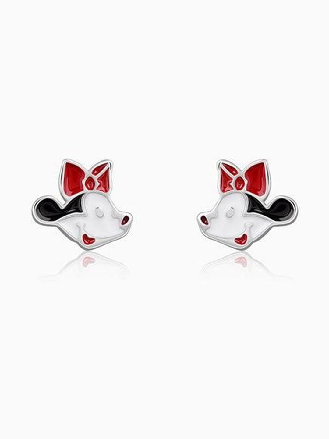 GIVA Girls Silver Rhodium-Plated Zircon Studded Animal Shaped Mickey Mouse Studs