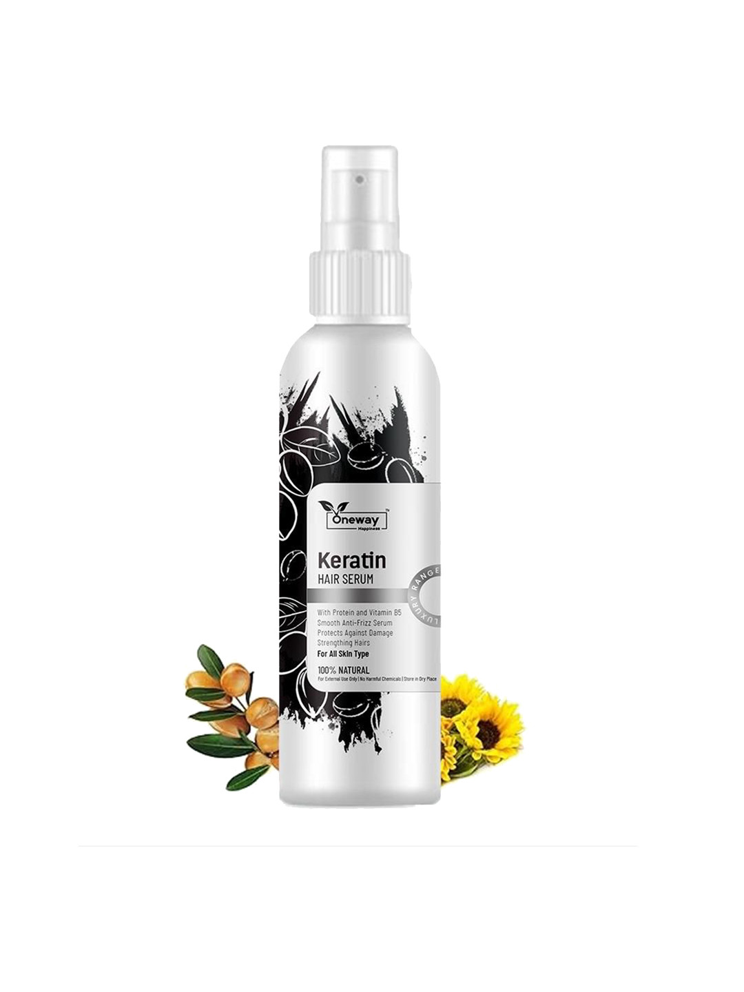 Oneway Happiness Keratin Hair Serum With Almond Oil For Silky & Strong Hair - 100 ml