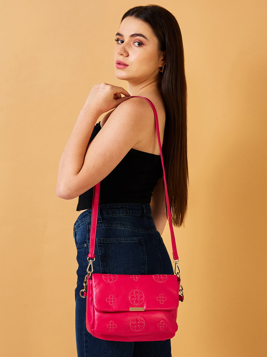 DressBerry X CAPRESE Briana Women Fuchsia Medium Sling Bag
