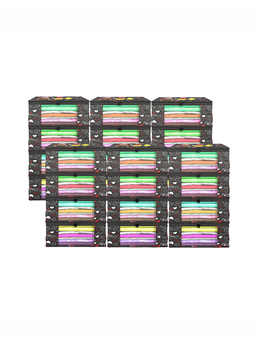 Aura Black And White 24 Pieces Printed Foldable Saree Covers