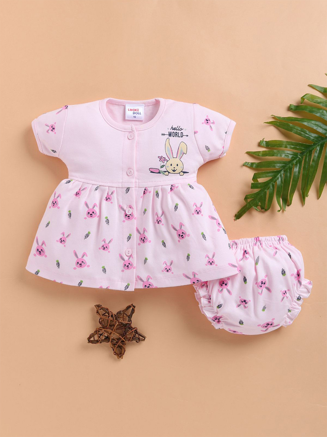 LACKii DOLL Girls Graphic Printed Cotton Fit & Flare Dress With A Panty