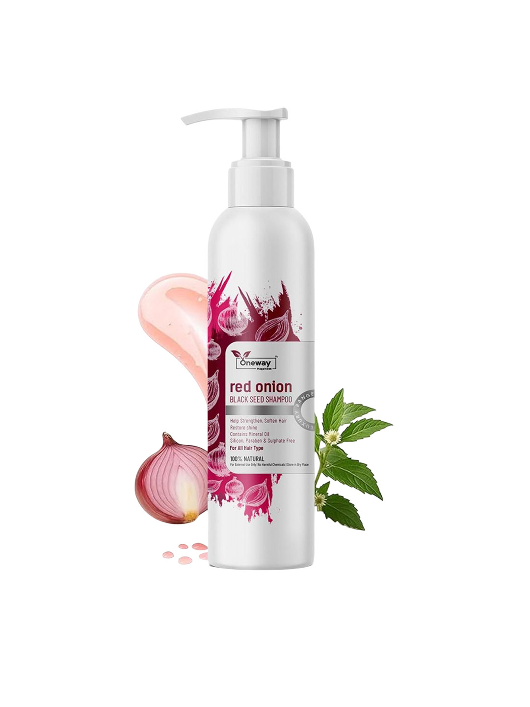 Oneway Happiness Red Onion Black Seed Shampoo With Vitamin E For Hair Growth - 200 ml