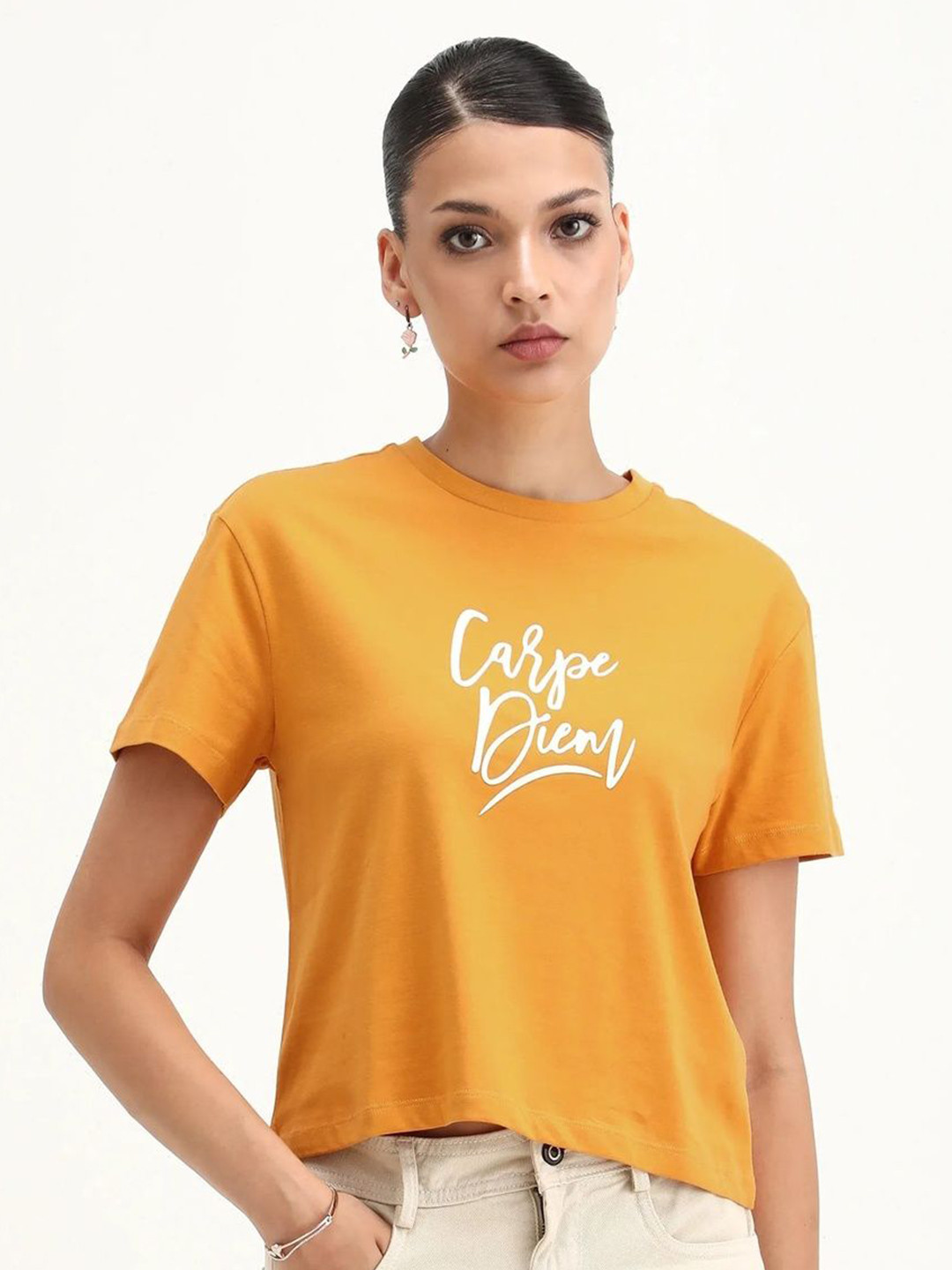 RAREISM Ronfel R Primary Typography Printed Round Neck Cotton T-Shirt