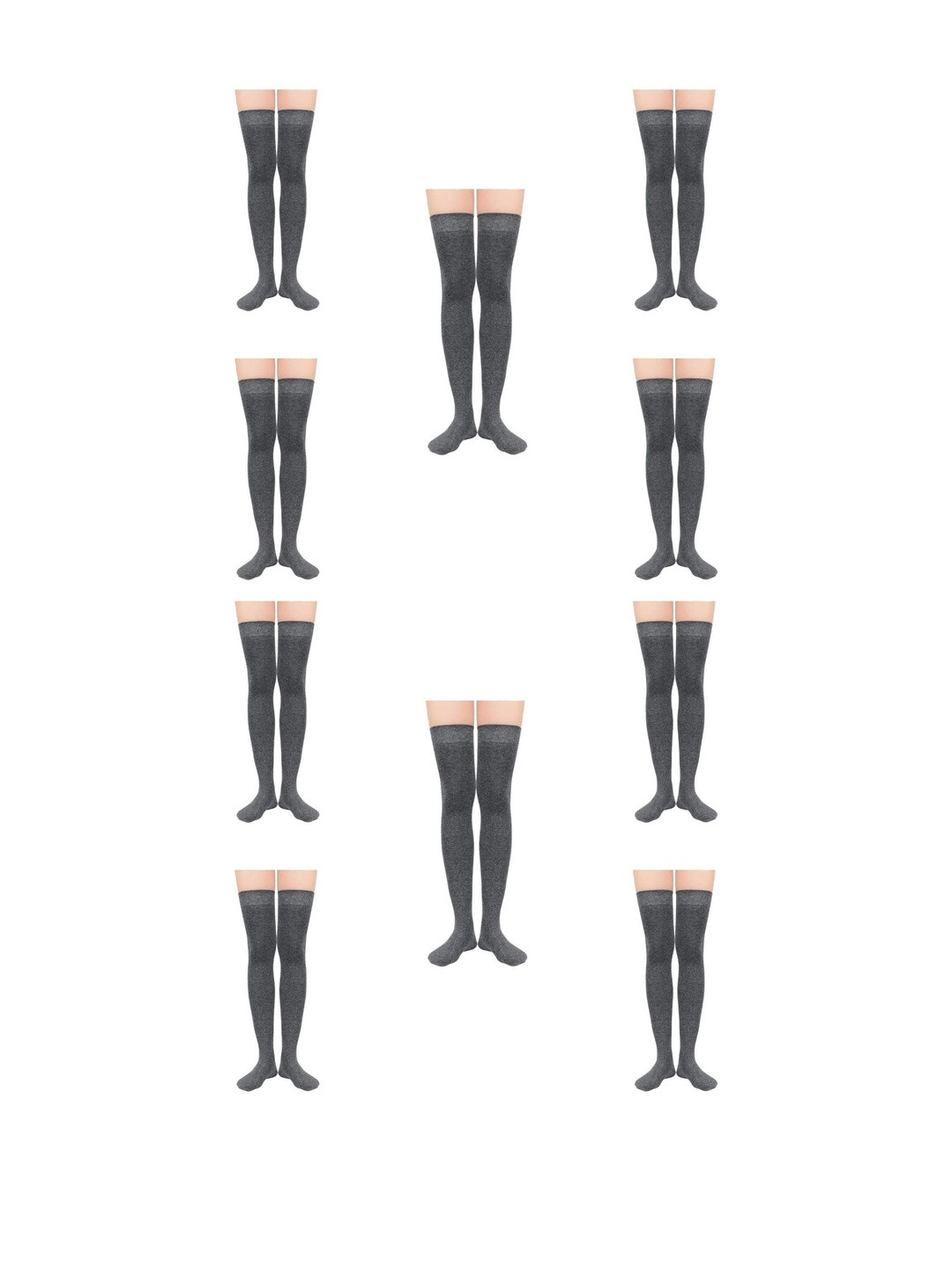 MUKHAKSH Women Pack of 10 Cotton Stocking Thigh High Socks