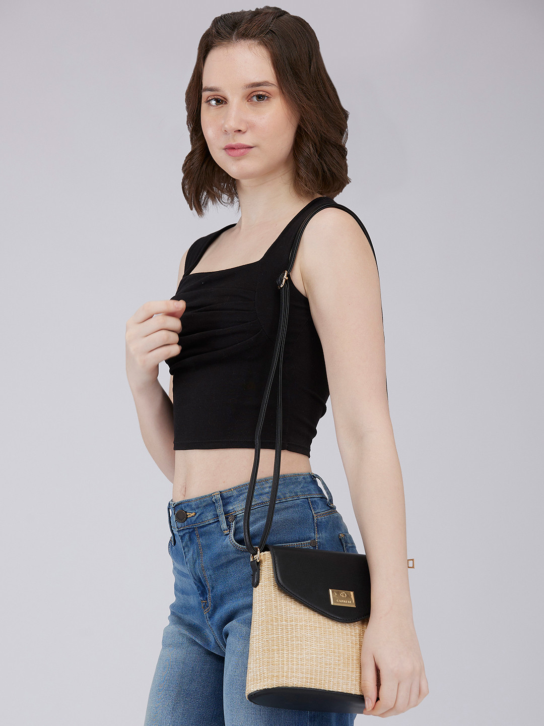 DressBerry X CAPRESE Georgia Women Black Small Crossbody Bag