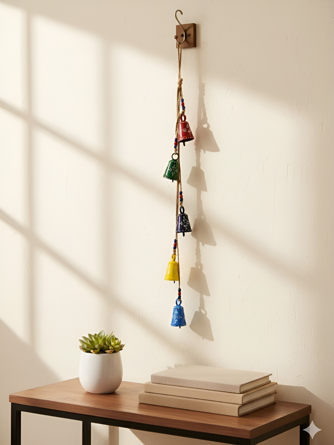 DULI Brown & Blue Textured Metal Bells Wall Hanging Windchime