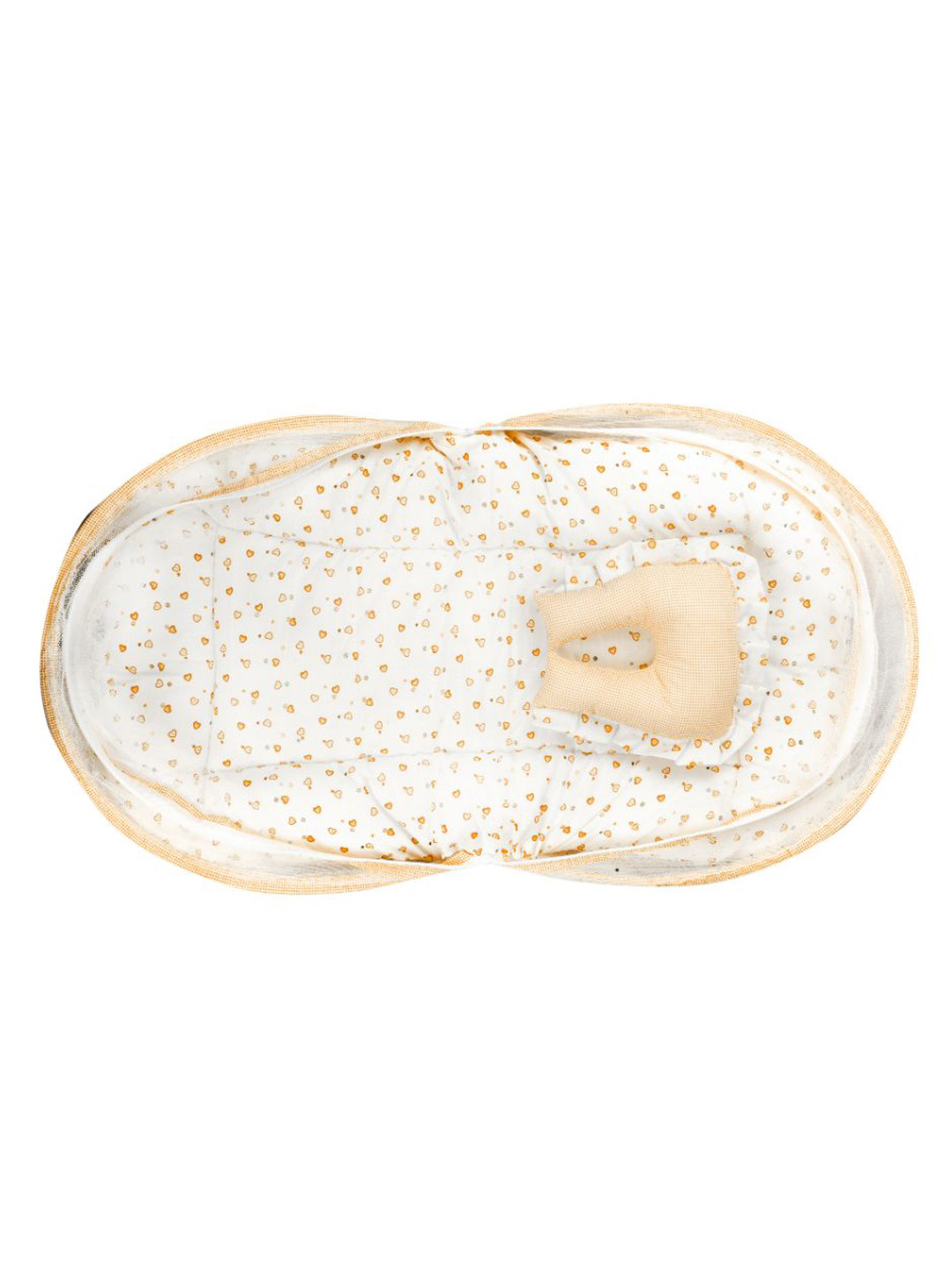 ADORE STUFF Kids Orange-Colored Printed Pure Cotton Foldable Flat Baby Bed