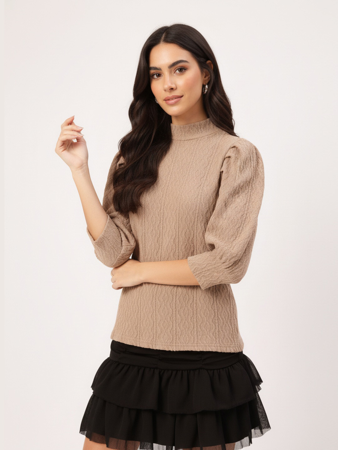 DressBerry Feminine Fusion Textured Knit Top