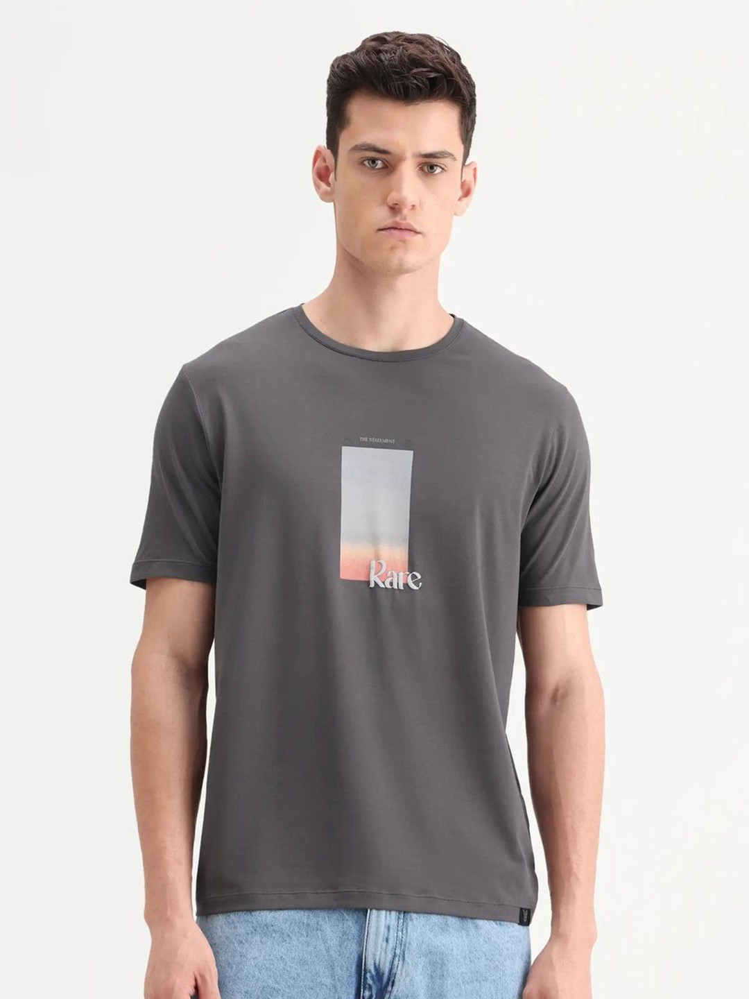 RARE RABBIT Recor Primary Graphic Printed Round Neck T-Shirt