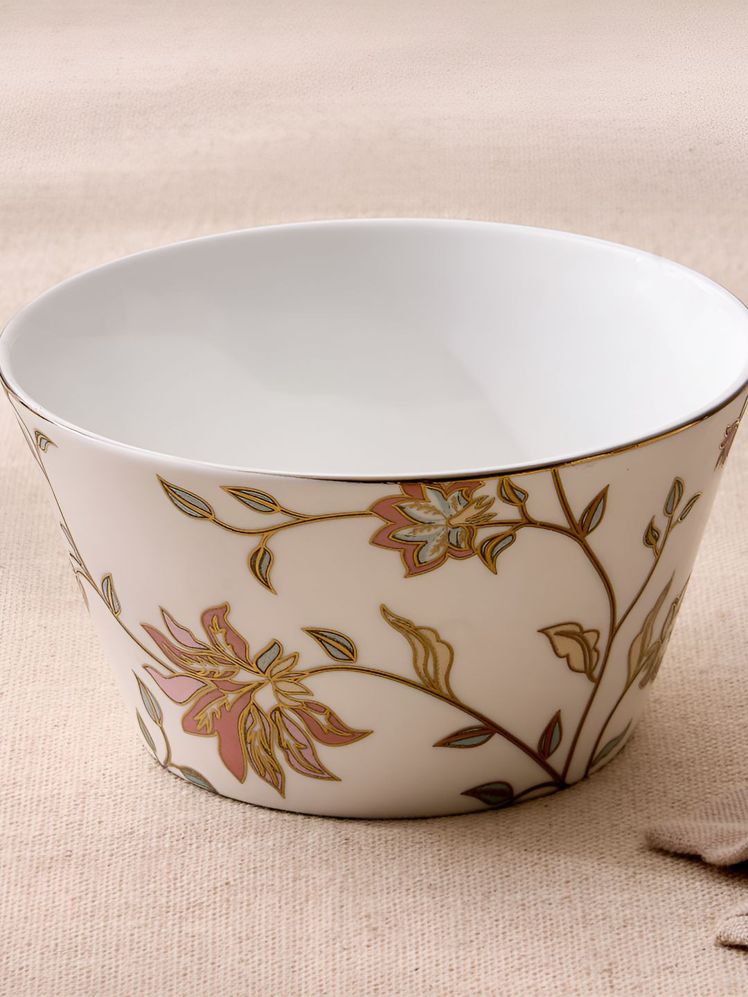 Home Centre Midas Emily White & Brown Printed Easy to Clean Dip Bowl 470ml