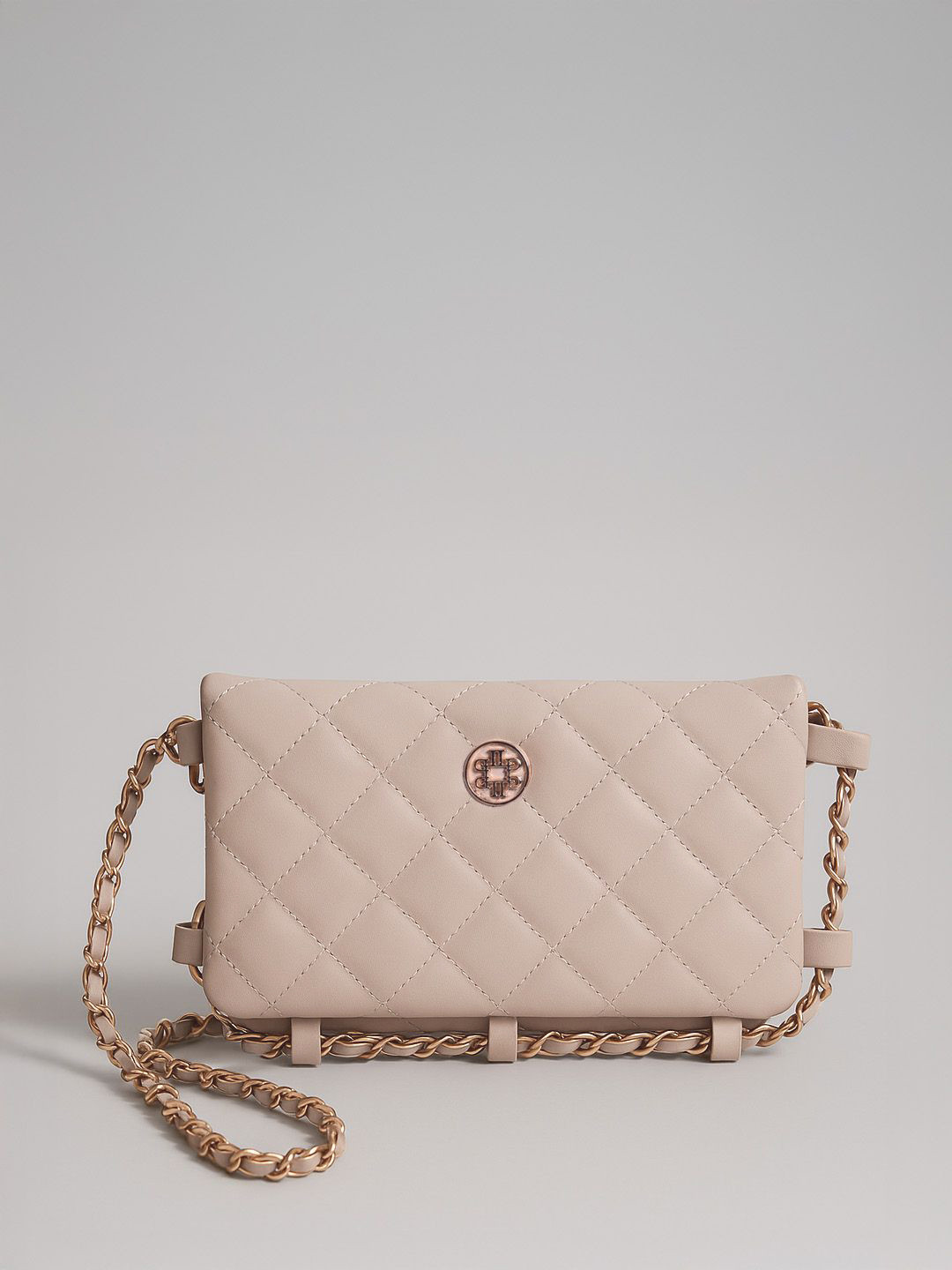 Lino Perros Beige Quilted Small Sling Bag