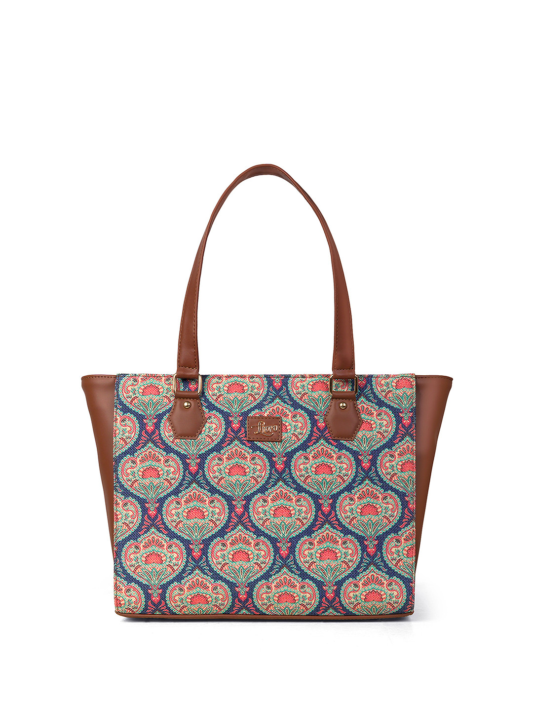 LIVRO Floral Printed Shopper Jute Tote Bag With Detachable Strap