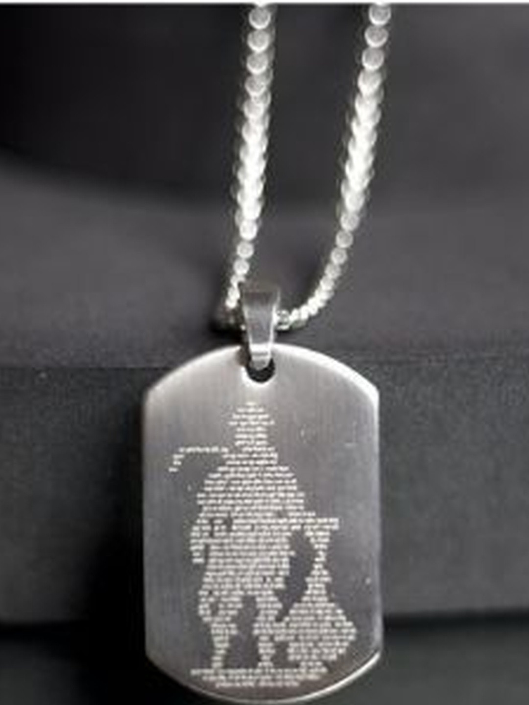 Neze Stainless Steel Hanuman Chalisa And Gada Pendent With Chain