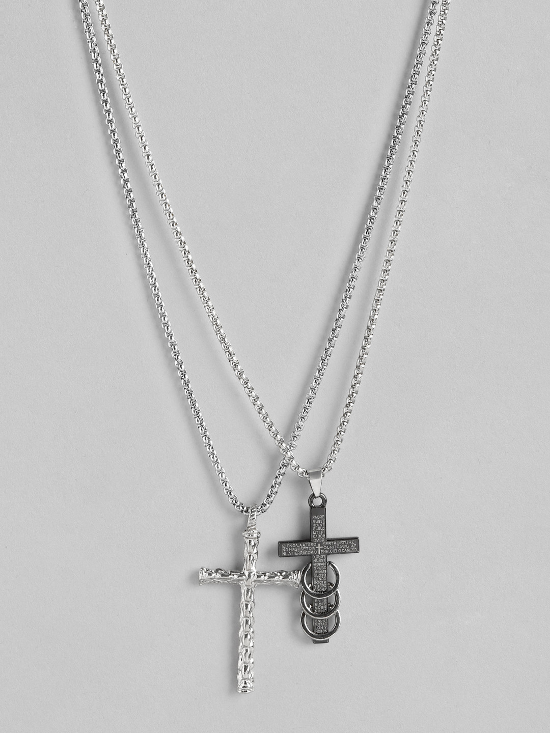 PARIS HAMILTON Set of 2 Silver-Plated Cross Pendant with Chain