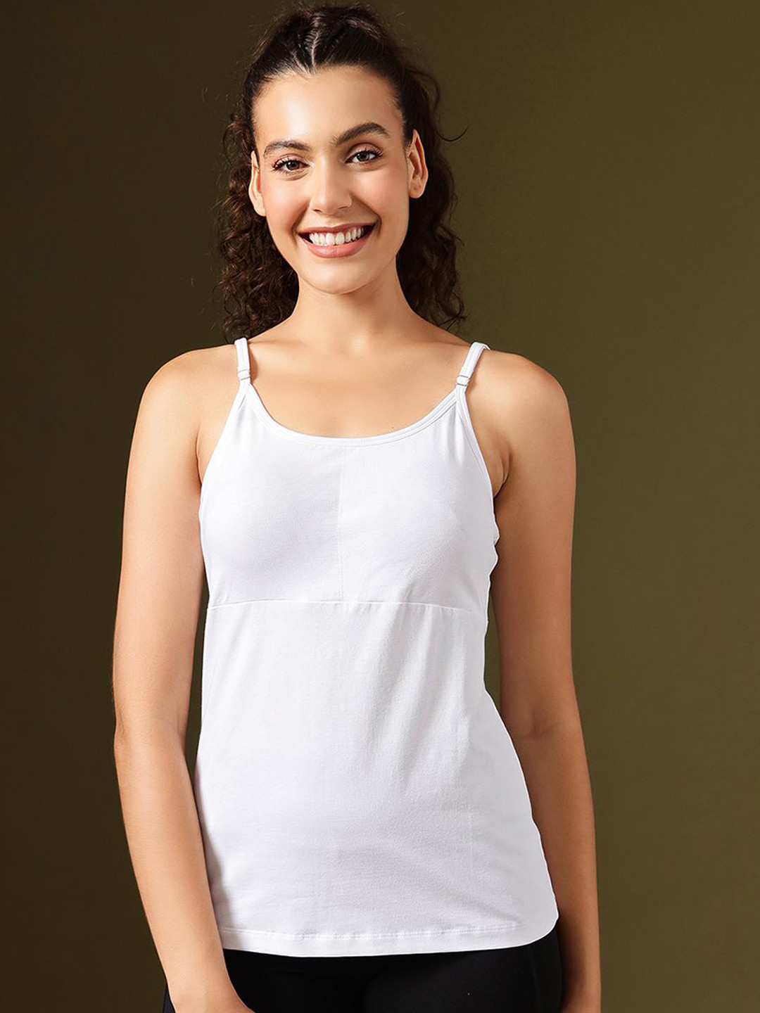 Clovia Cotton Chic Basic Padded Camisole With Adjustable Strap