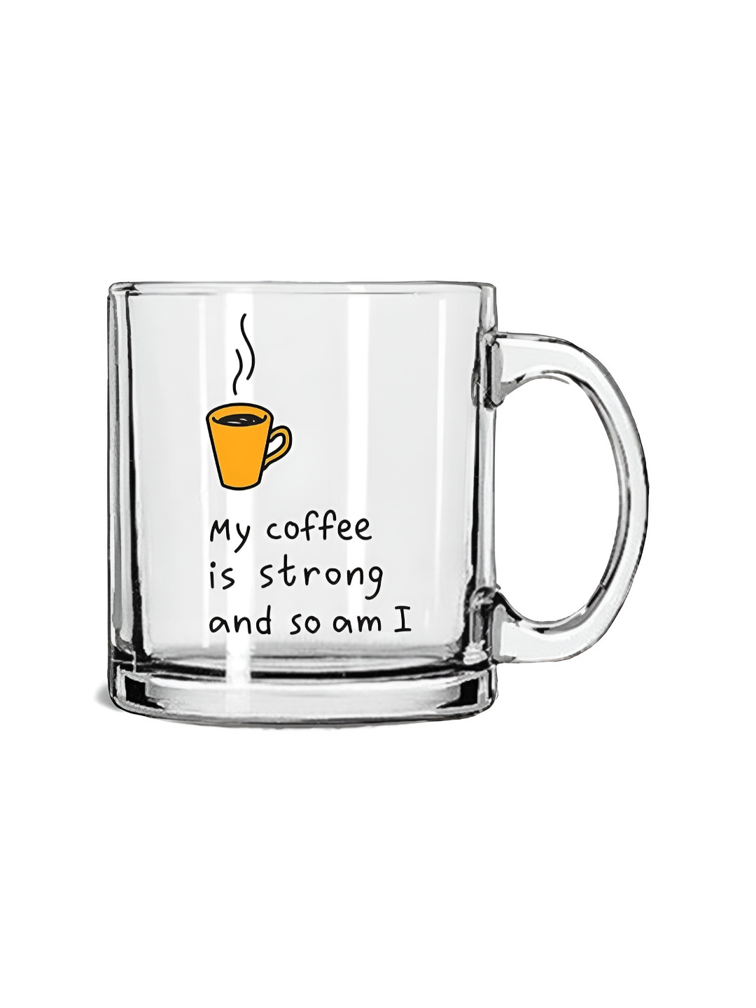 KoolTech Black & Transparent Typography Printed Glass Mug