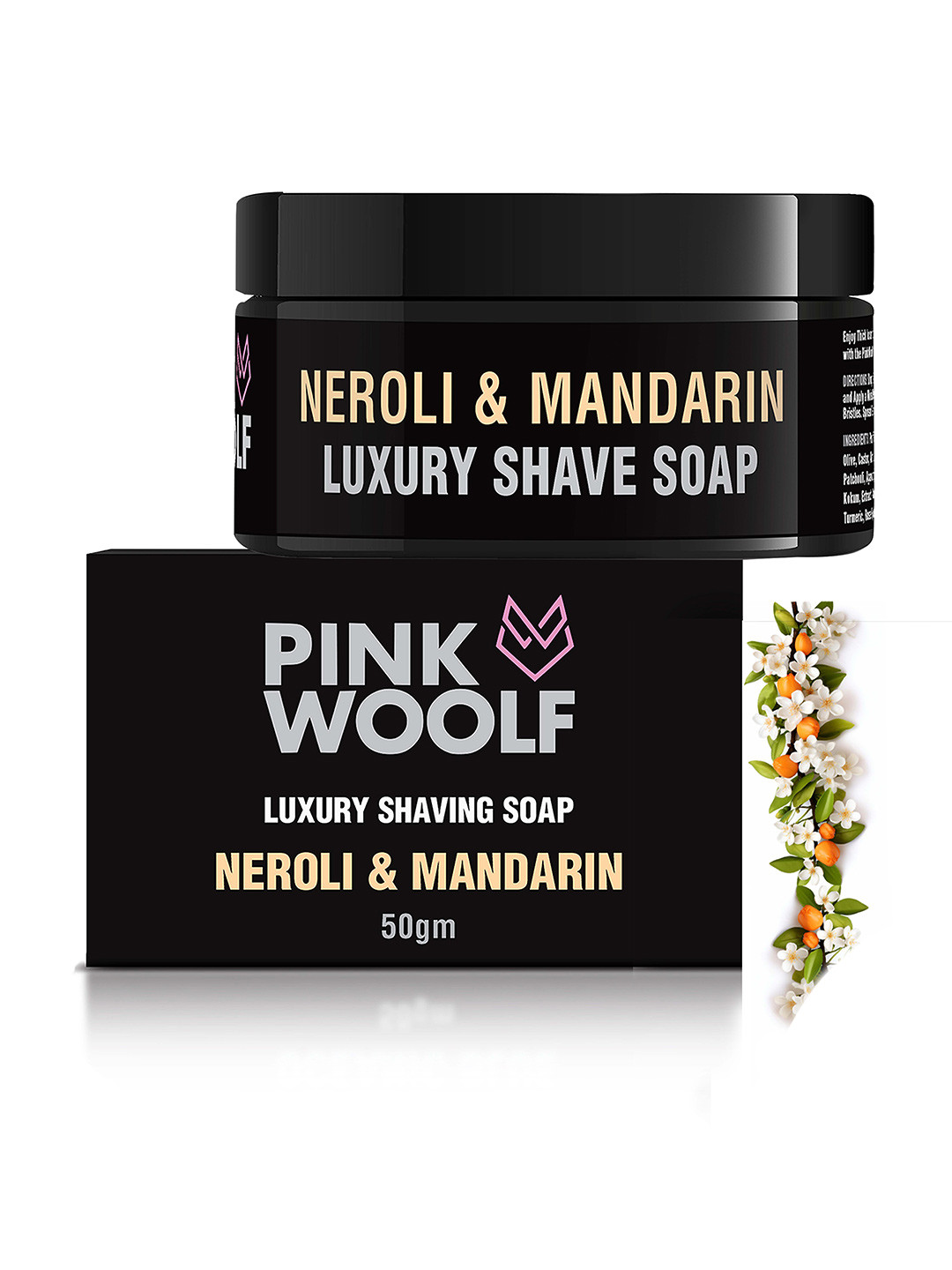 PINK WOOLF Neroli & Mandarin Calming Soothing Shaving Soap - 50 g