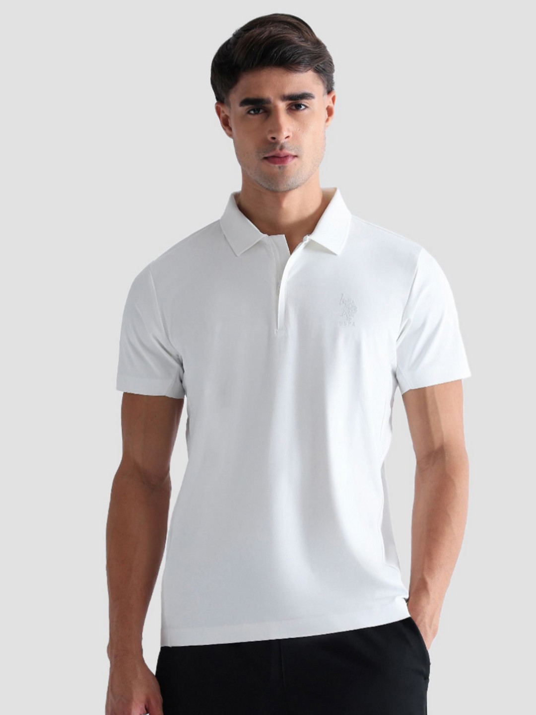 USPA Sport Brand Logo Polo Collar Slim Fit T-shirt