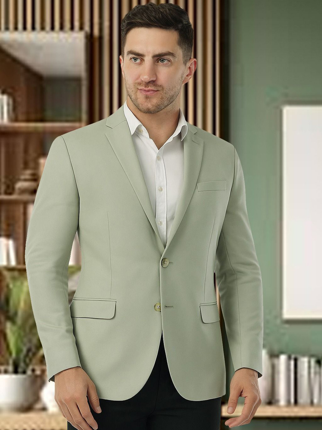 Integration Premium Notched Lapel Fully Lined Slim-Fit Formal Business Blazer
