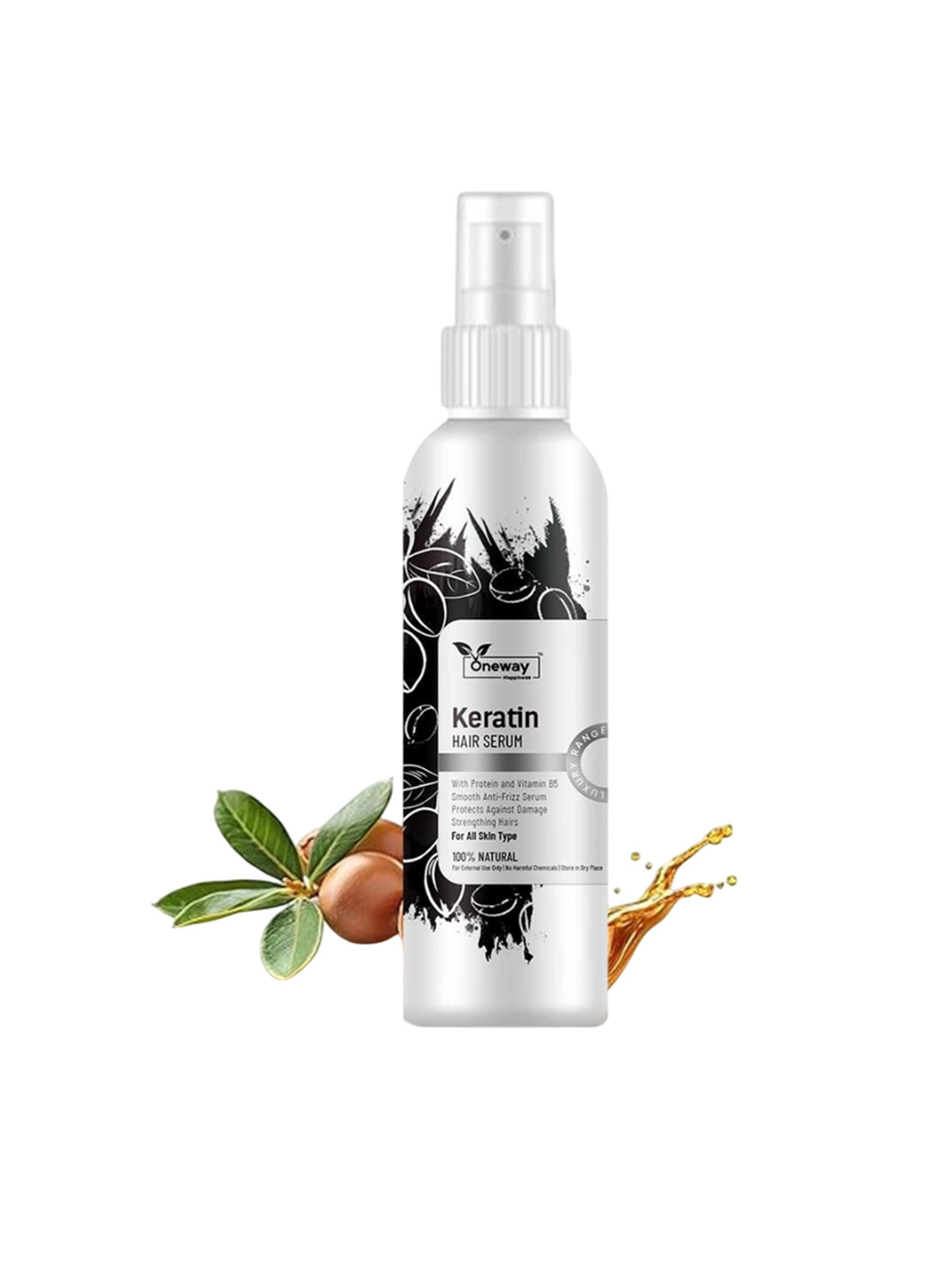 Oneway Happiness Keratin Hair Serum With Almond Oil For Split Ends & Damage Repair -100 ml