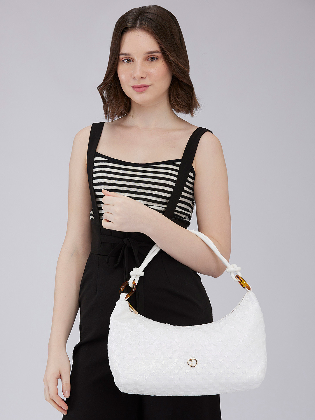 DressBerry X CAPRESE Josie Women White Large Hobo Bag